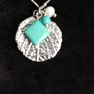 lia sophia Leaf Necklace Turquoise and Pearl